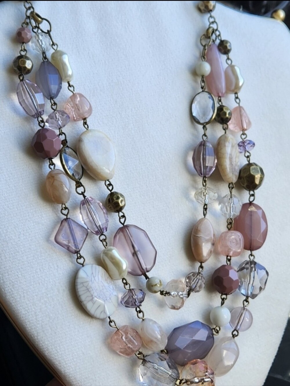 Premier Designs Desert Rose Multi-Strand Statement Necklace Pink Lavender Boho